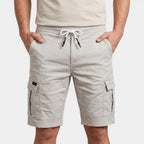 Cargo Shorts Twin Flap Pockets Drawstring Waist for Men