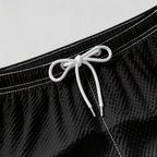 Textured Swim Shorts Elastic Waist Drawstring for Men