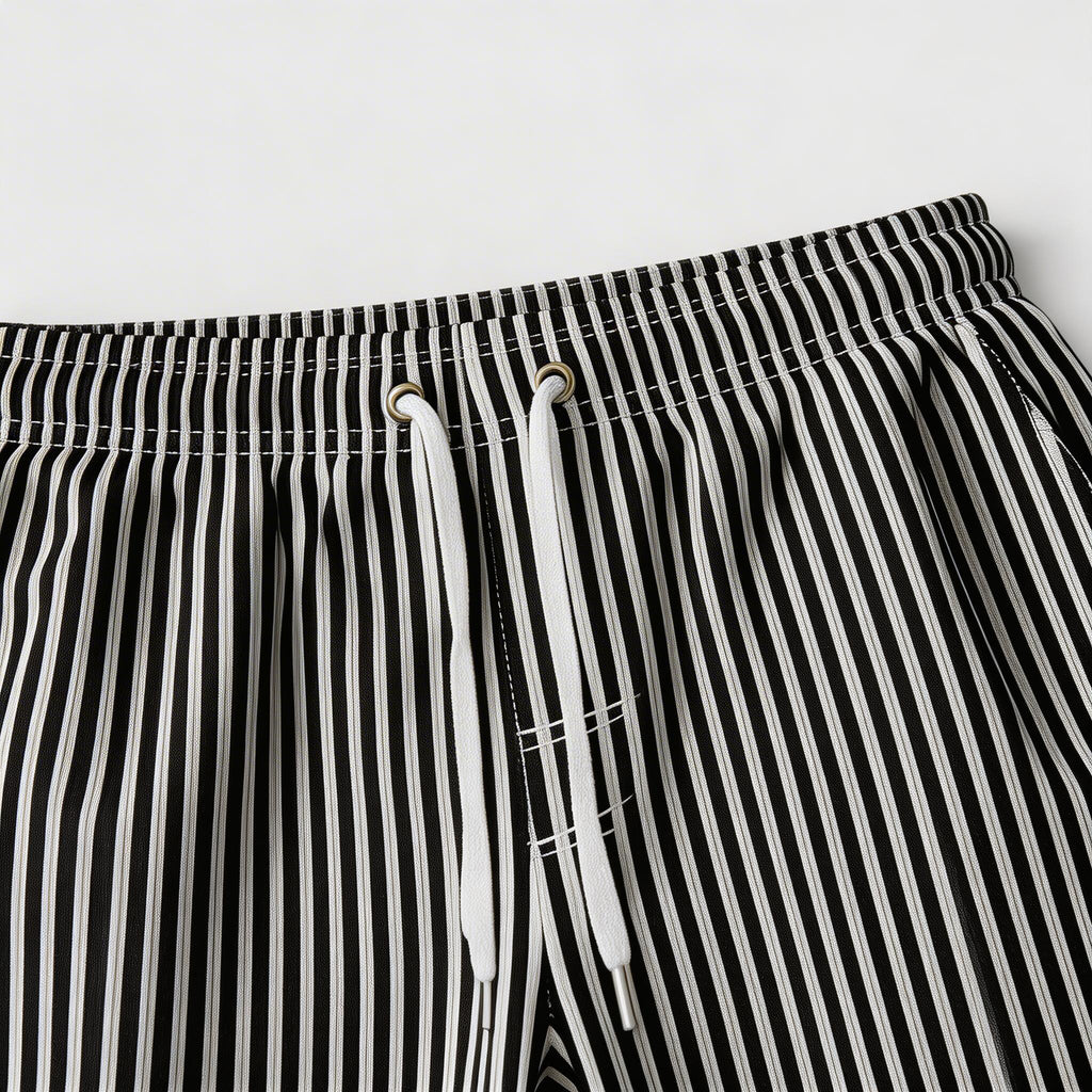Striped Drawstring Shorts Elastic Waist Relaxed Fit for Men