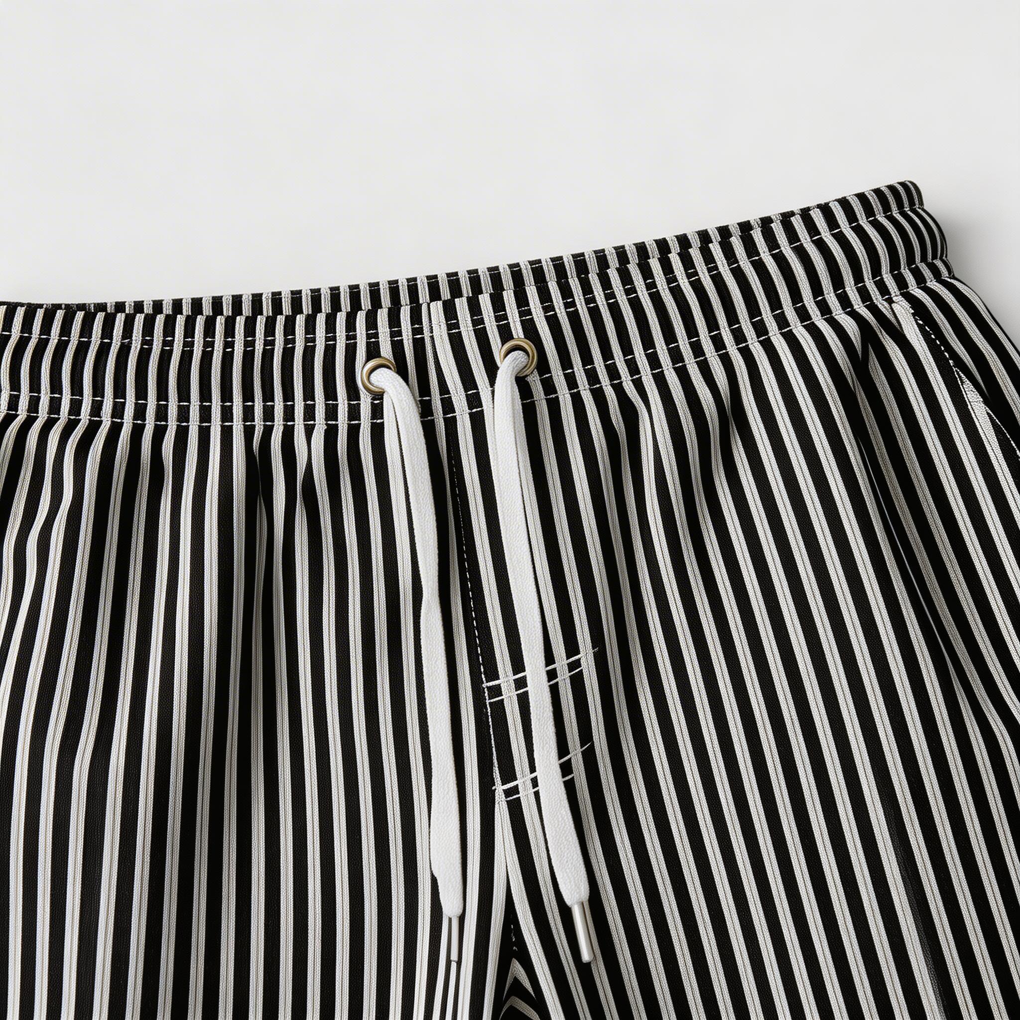 Striped Drawstring Shorts Elastic Waist Relaxed Fit for Men