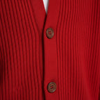 Collared Button-Up Rib Knit Cardigan Regular Fit for Men