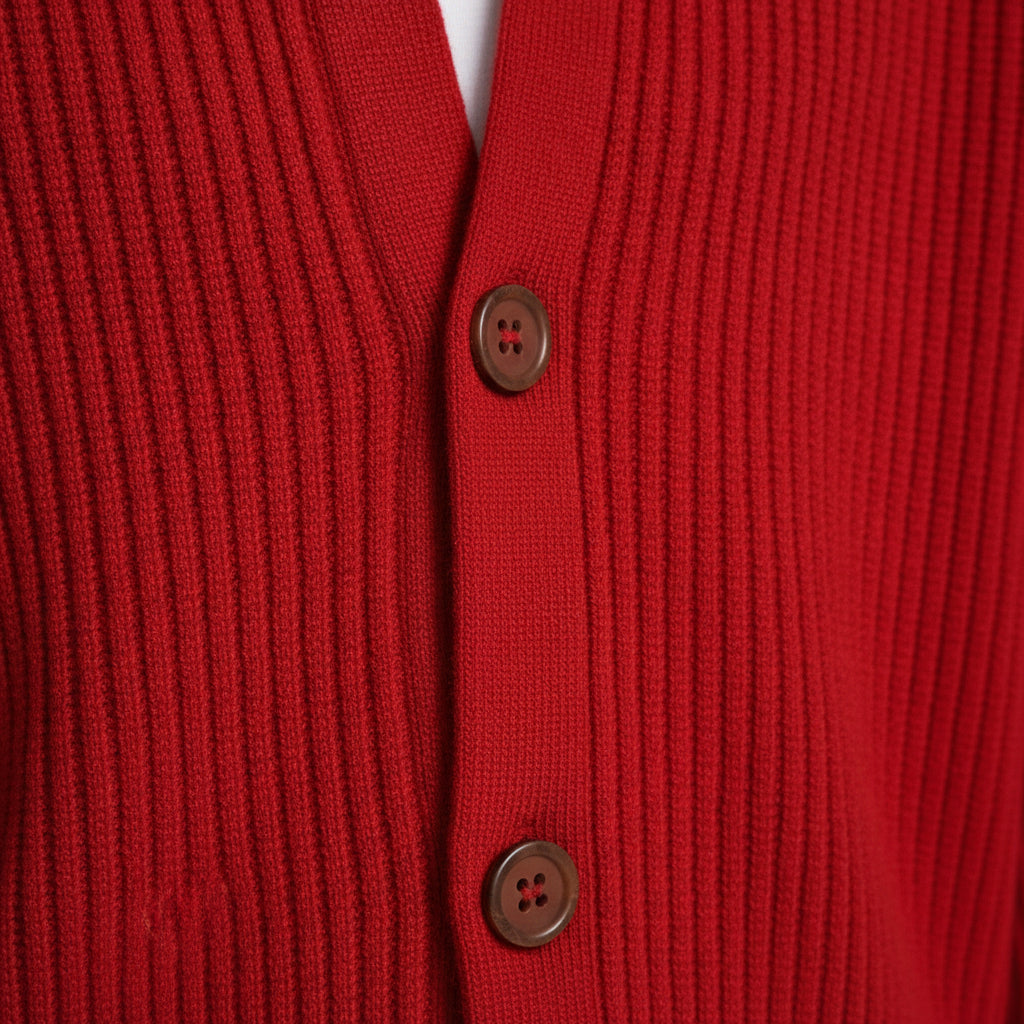 Collared Button-Up Rib Knit Cardigan Regular Fit for Men