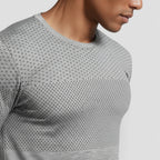 Textured Panel Crew Neck Shirt Regular Fit for Men
