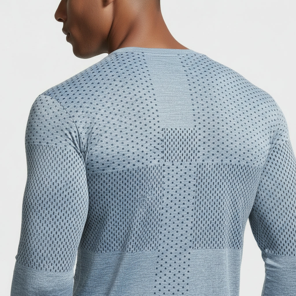 Textured Panel Crew Neck Shirt Regular Fit for Men