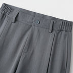 Pleated Front Straight Leg Trousers Elastic Waist for Men
