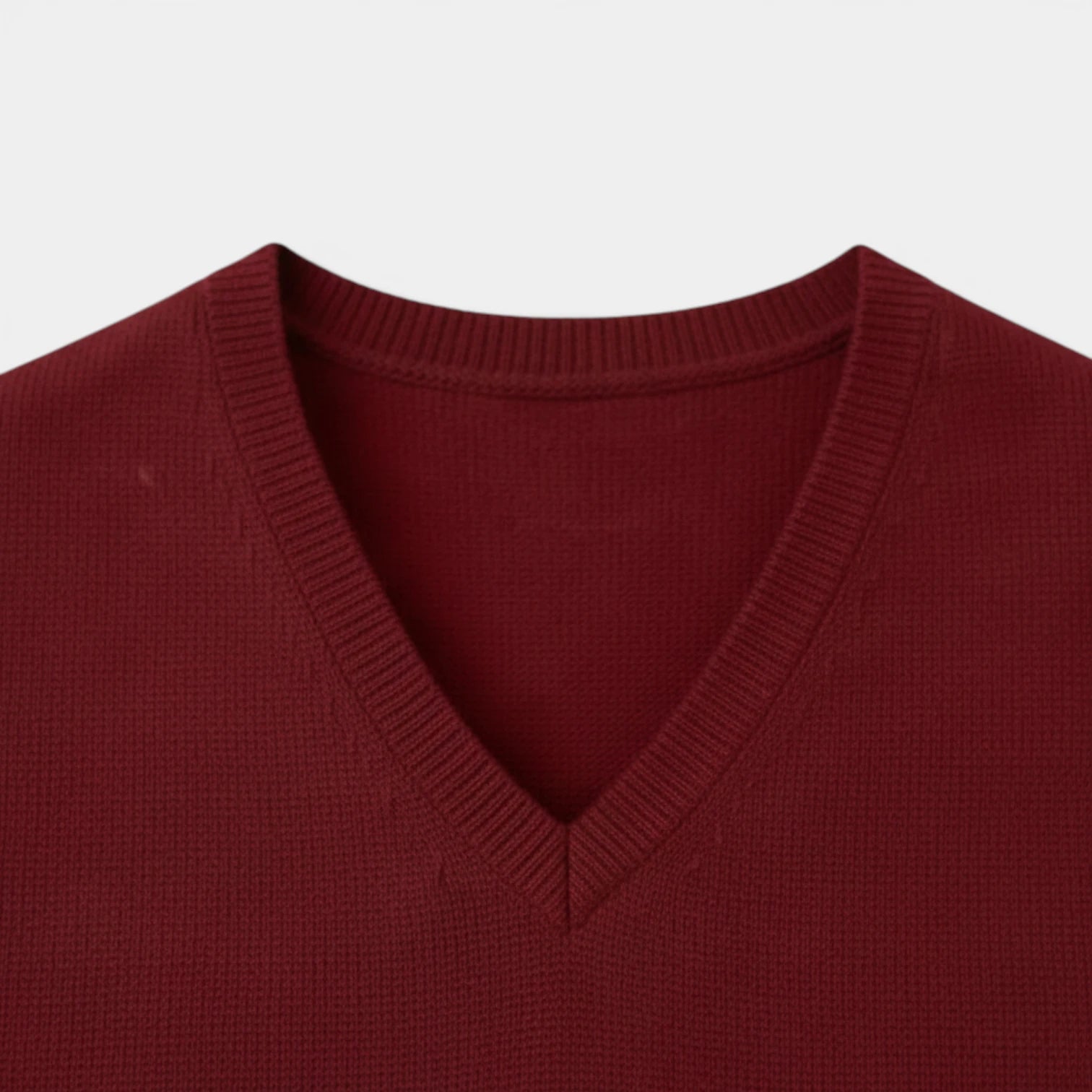 V-Neck Knit Sweater Vest Ribbed Trim Regular Fit for Men