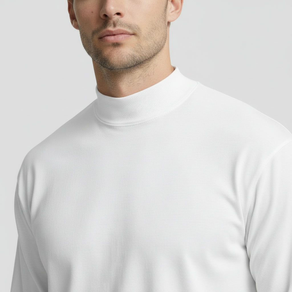 Mock Neck Long Sleeve Pullover Slim Fit for Men