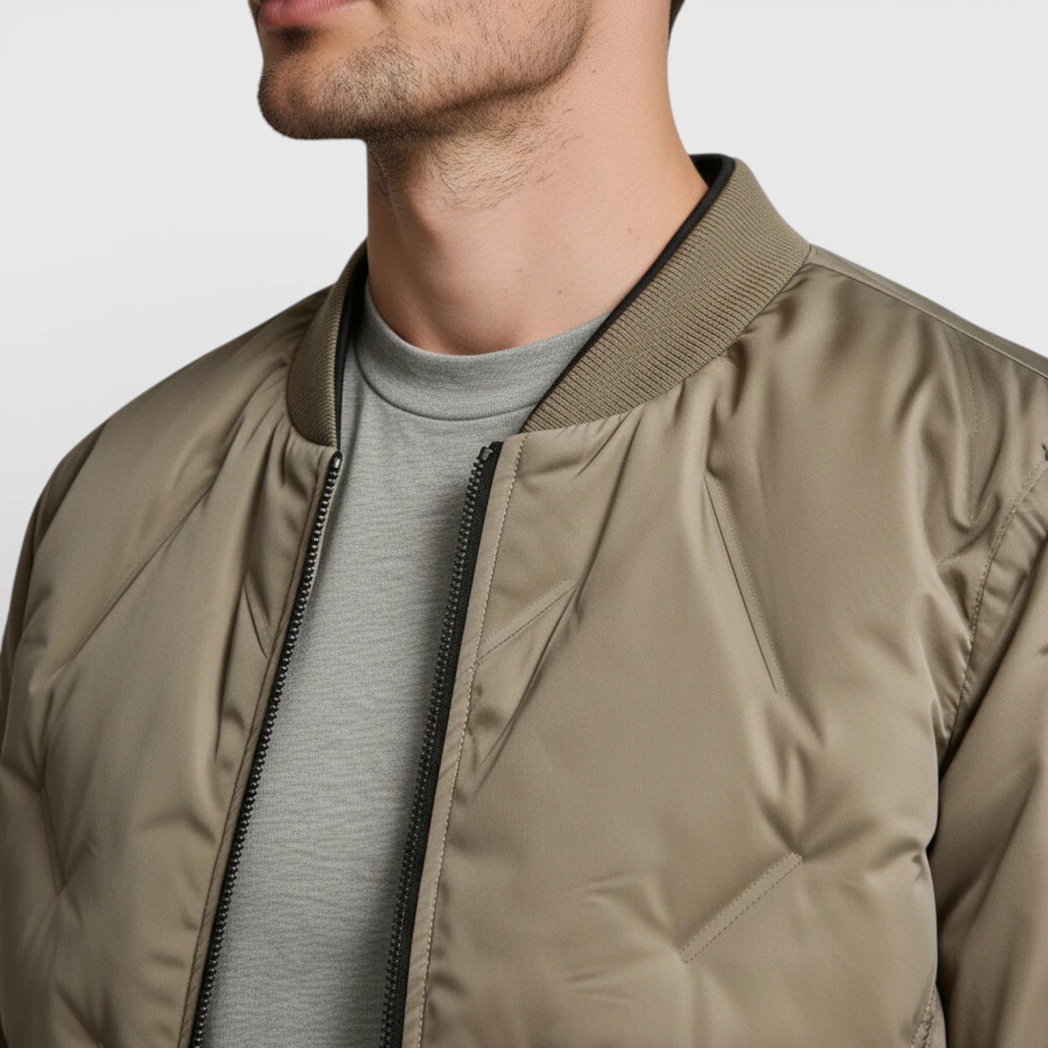 Straight Fit Zip-Up Bomber Jacket for Men