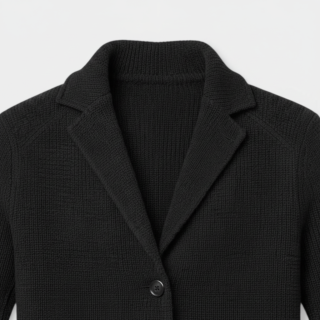 Button-Up Knit Blazer Waffle Weave Regular Fit for Men
