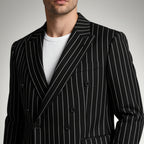 Double Breasted Pinstripe Suit Set for Men