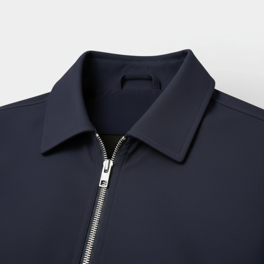 Polo Collar Zip-Up Jacket Regular Fit for Men