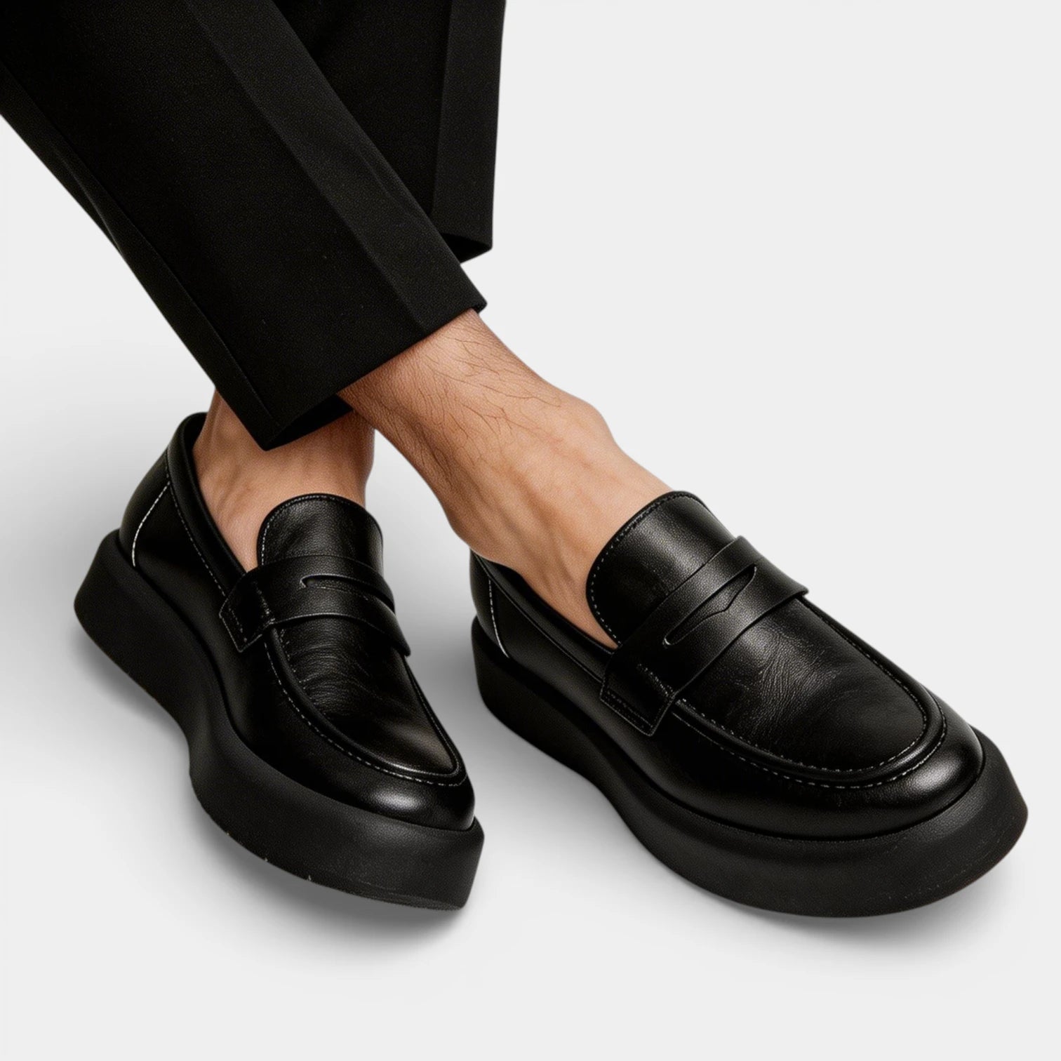 Round Toe Slip-On Penny Loafers for Men