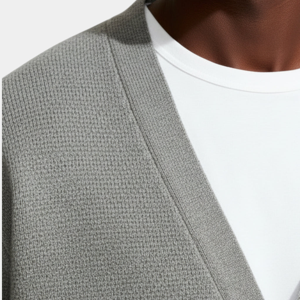 V-Neck Button-Up Knit Cardigan Regular Fit for Men