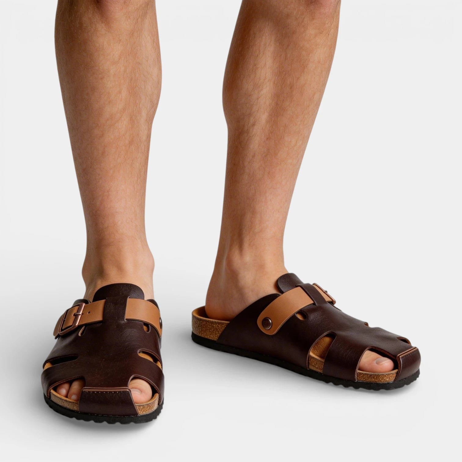 Open Toe Slide Sandals Buckle Strap for Men