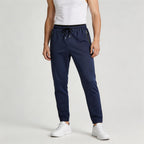 Athletic Drawstring Tapered Pants Zip Pockets for Men