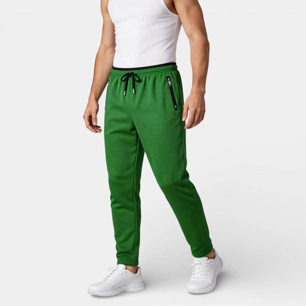 Athletic Drawstring Tapered Pants Zip Pockets for Men