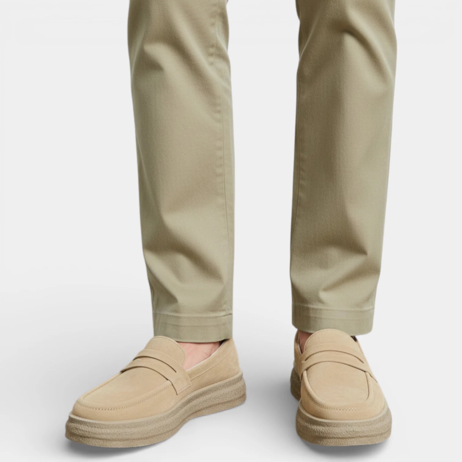 Penny Loafer Slip-On Shoes Round Toe Thick Sole for Men