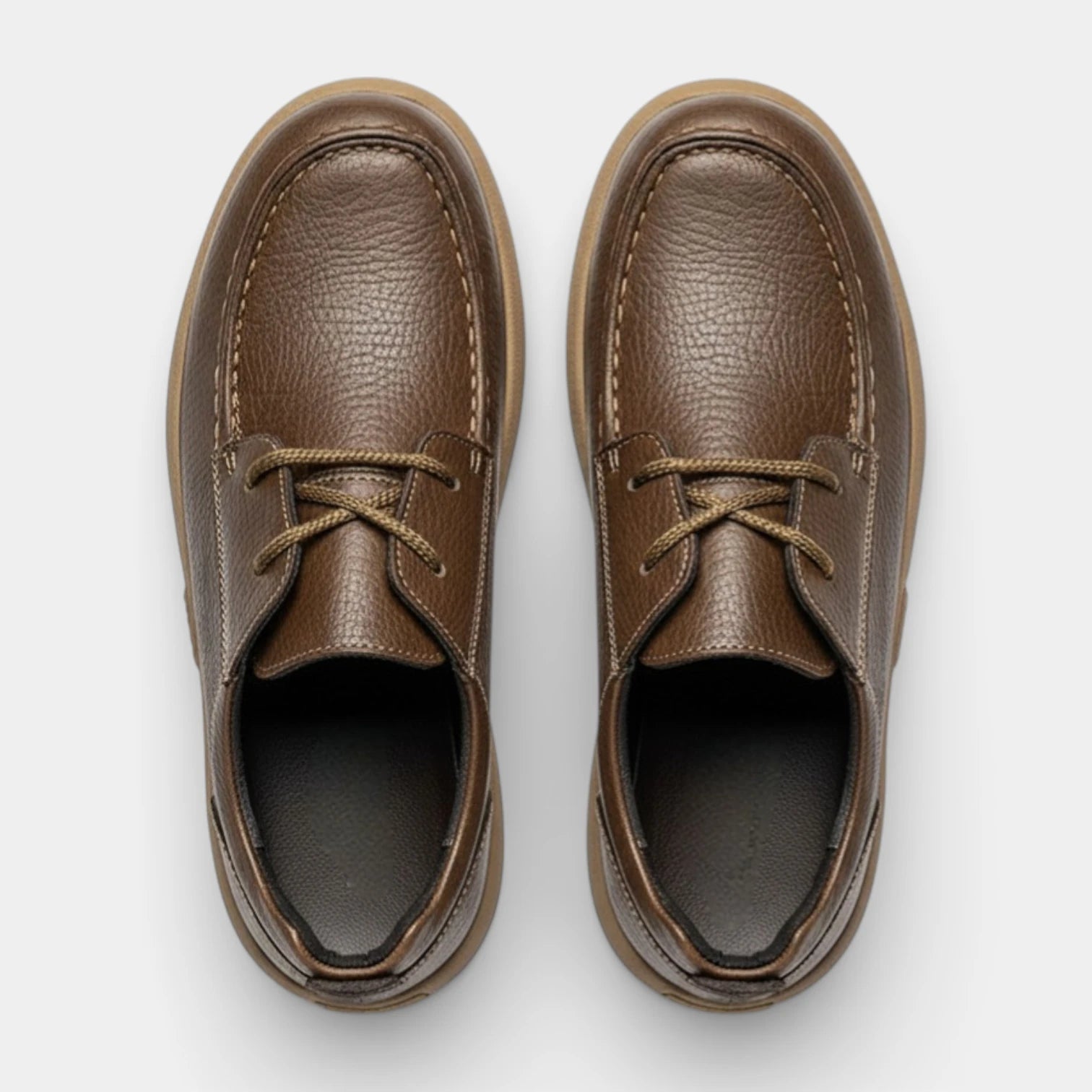 Moc Toe Lace-Up Casual Shoes Textured Grain for Men