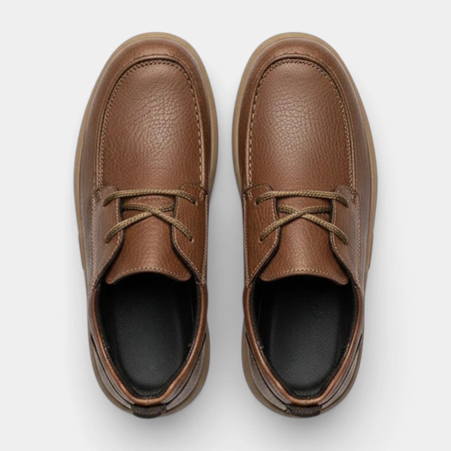 Moc Toe Lace-Up Casual Shoes Textured Grain for Men