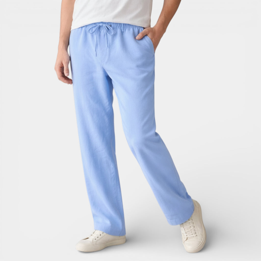 Drawstring Straight Leg Pants Elastic Waist for Men