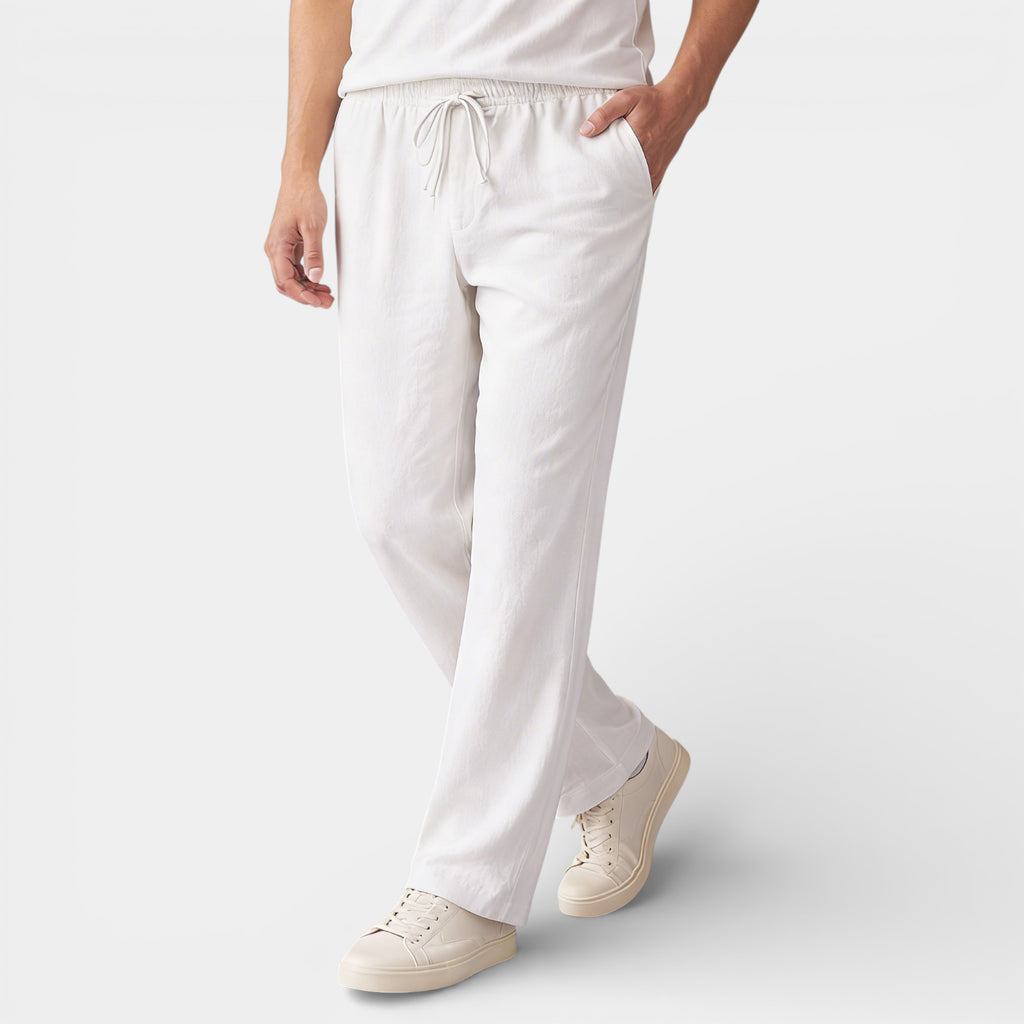 Drawstring Straight Leg Pants Elastic Waist for Men