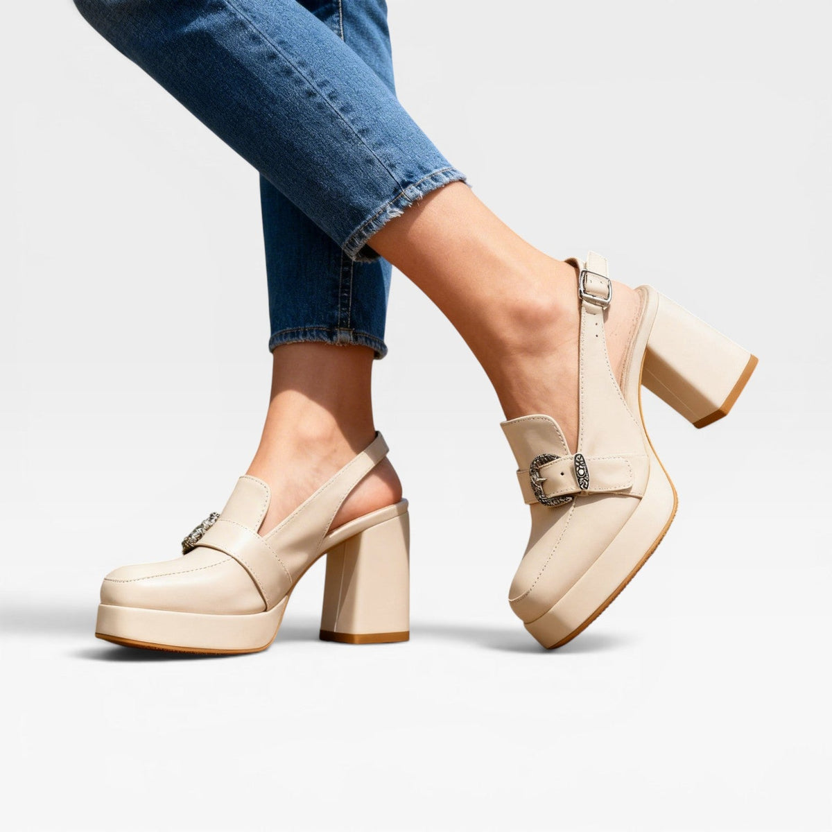Women's Vintage Slingback Block Heel Pumps