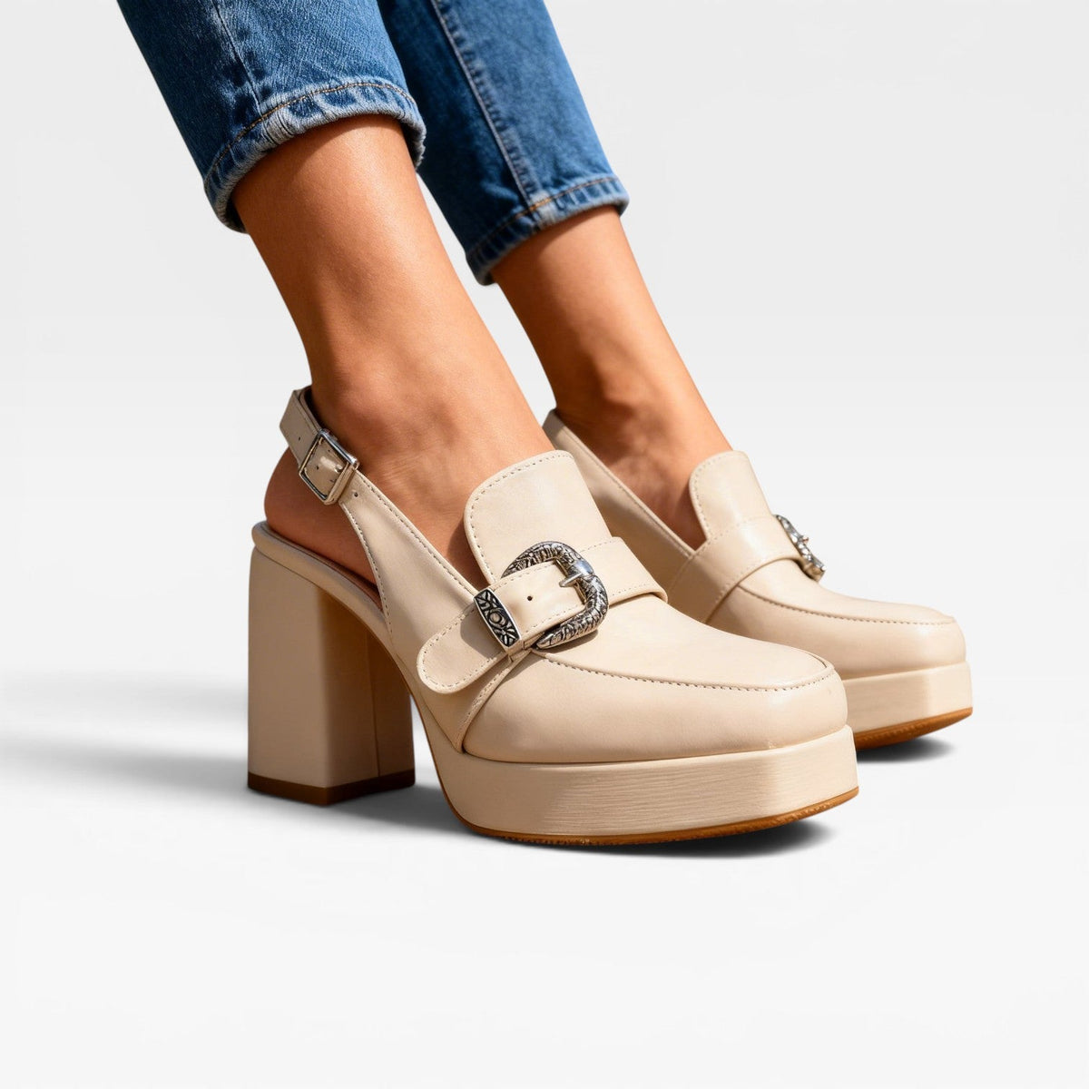 Women's Vintage Slingback Block Heel Pumps