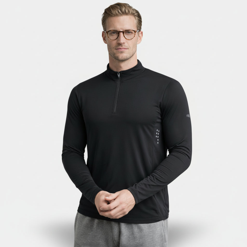 Quarter-Zip Pullover Stand Collar Long Sleeve for Men
