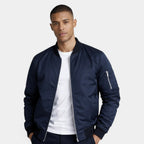 Slim Fit Zip-Up Bomber Jacket Ribbed for Men