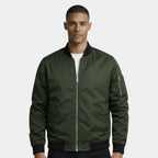 Slim Fit Zip-Up Bomber Jacket Ribbed for Men