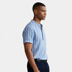 Vertical Stripe Mandarin Collar Shirt Regular Fit for Men