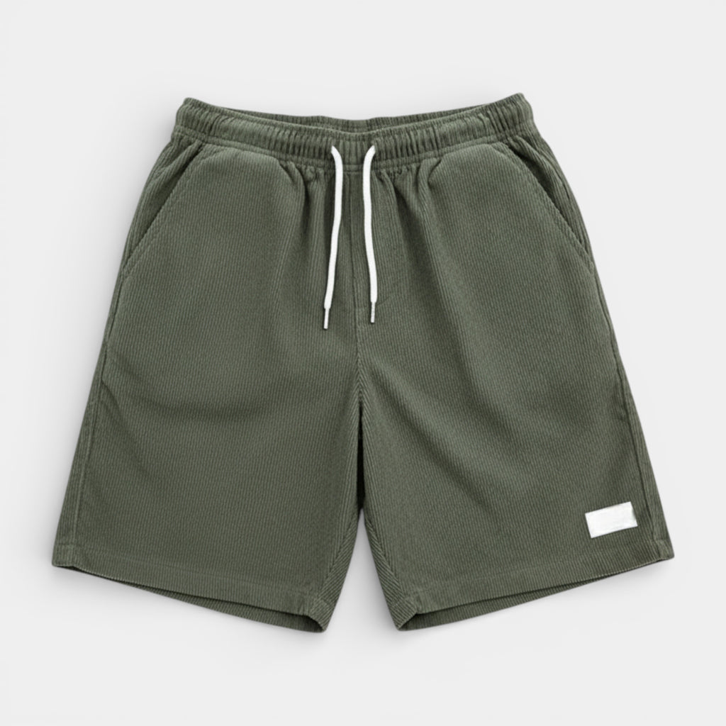 Corduroy Drawstring Shorts Elastic Waist Relaxed Fit for Men