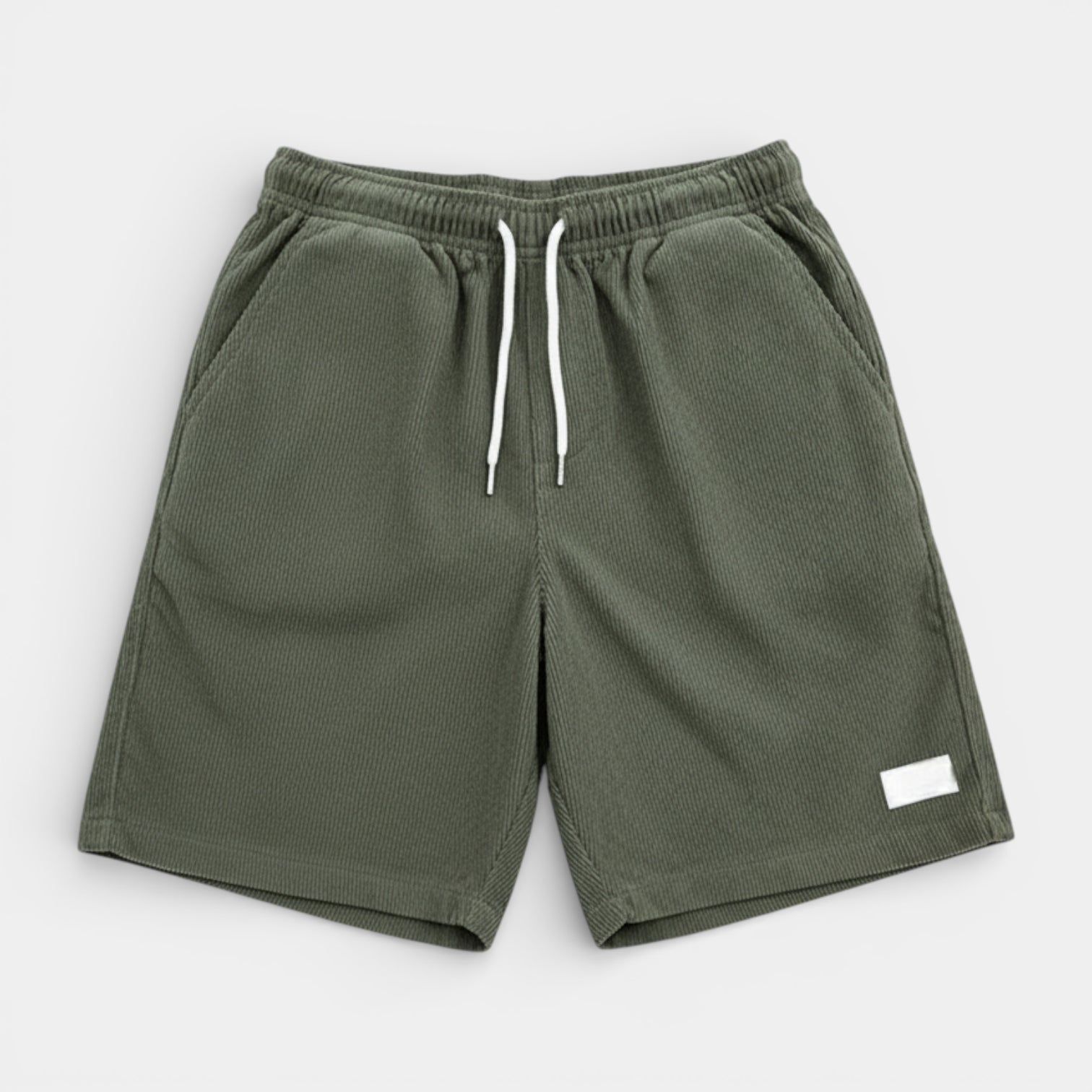 Corduroy Drawstring Shorts Elastic Waist Relaxed Fit for Men