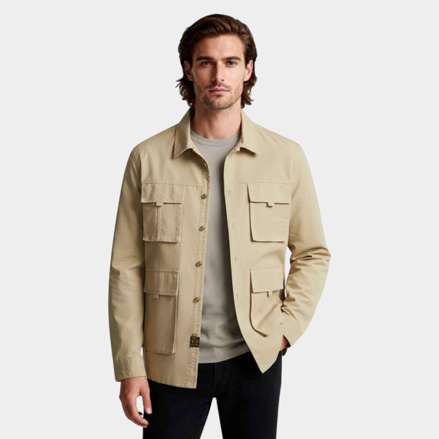 Utility Shirt Jacket Multi-Pocket Regular Fit for Men