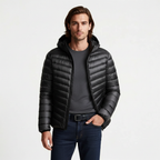 Hooded Quilted Puffer Jacket Lightweight Regular Fit for Men