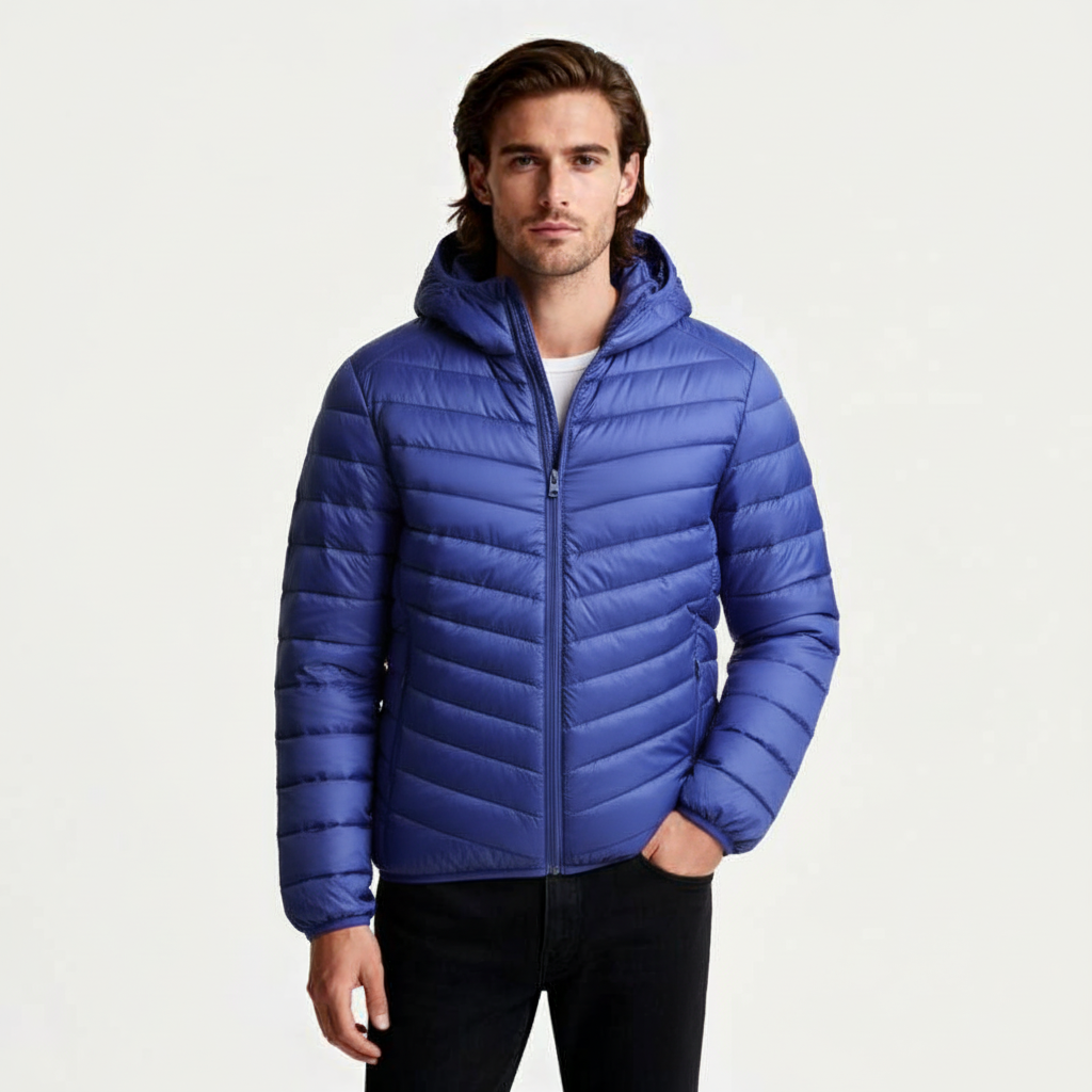 Hooded Quilted Puffer Jacket Lightweight Regular Fit for Men