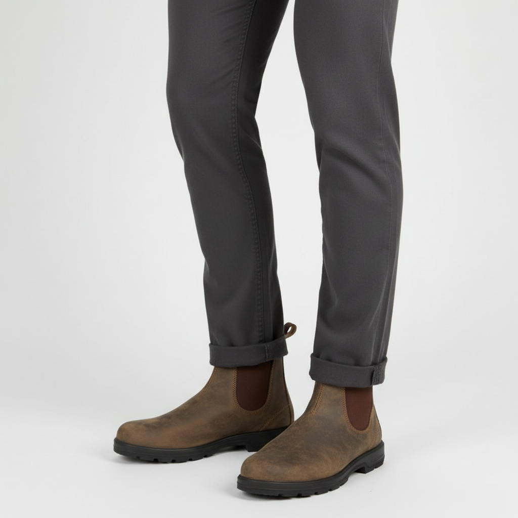 Chelsea Boots Slip-On Elastic Gore Rounded Toe for Men
