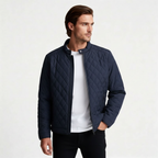 Quilted Zip Jacket Stand Collar Regular Fit for Men