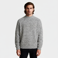 Relaxed Fit Fisherman Crewneck Knit Sweater for Men
