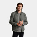 Zip-Up Stand Collar Jacket Ribbed Trim for Men