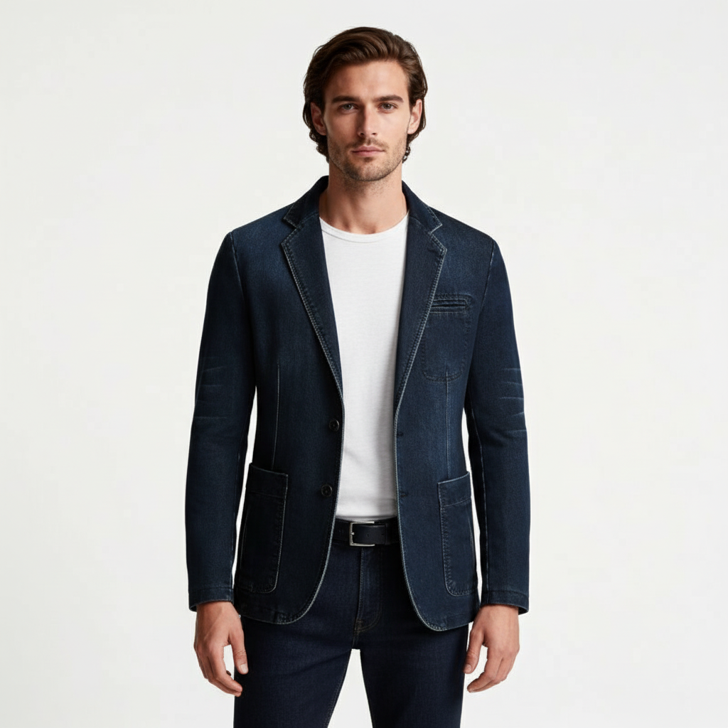 Denim Blazer Jacket Tailored Regular Fit for Men