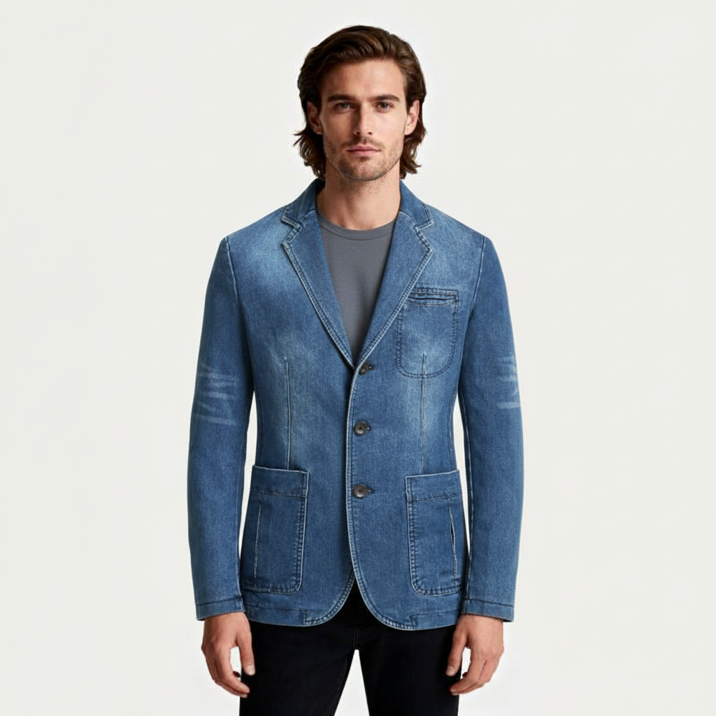 Denim Blazer Jacket Tailored Regular Fit for Men