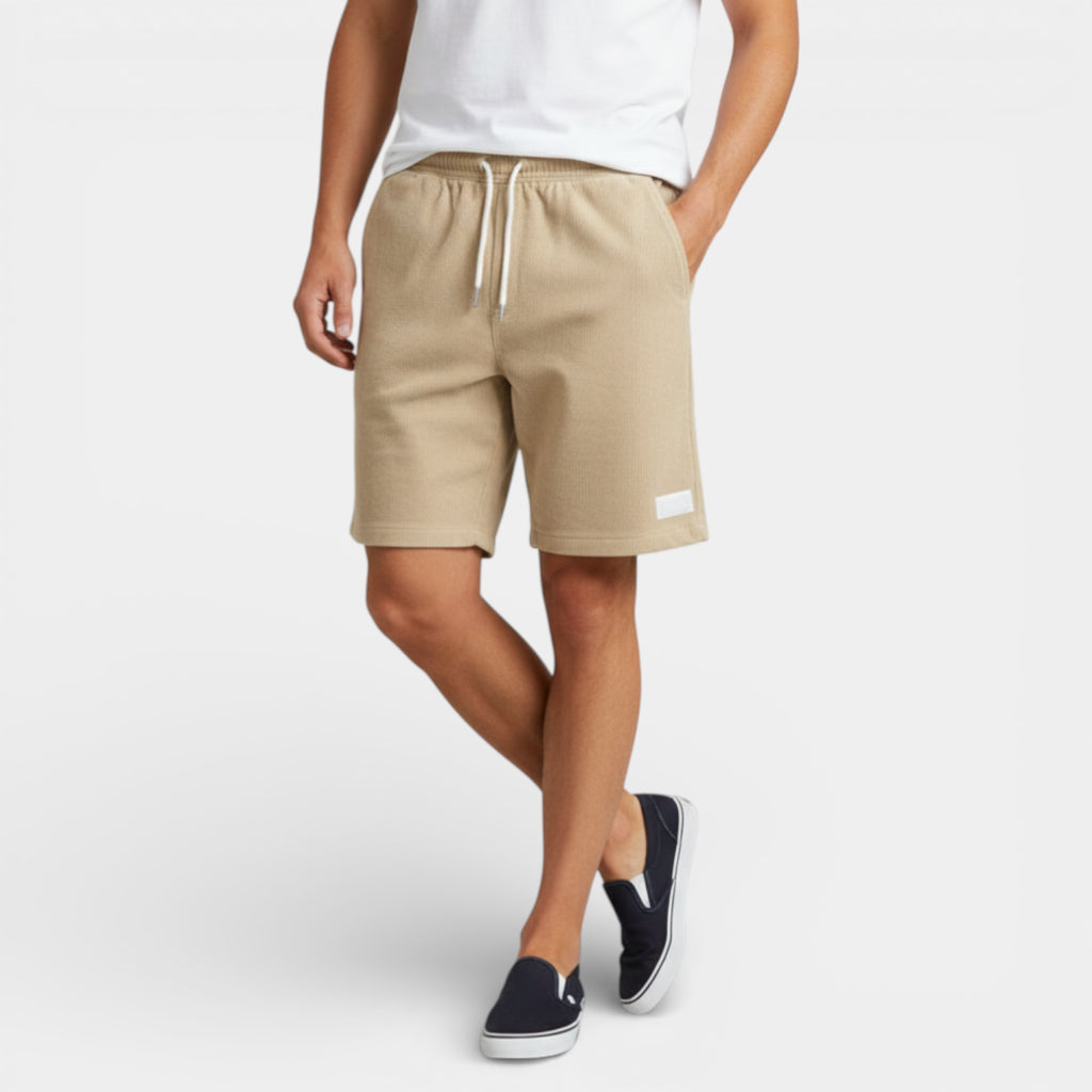 Corduroy Drawstring Shorts Elastic Waist Relaxed Fit for Men