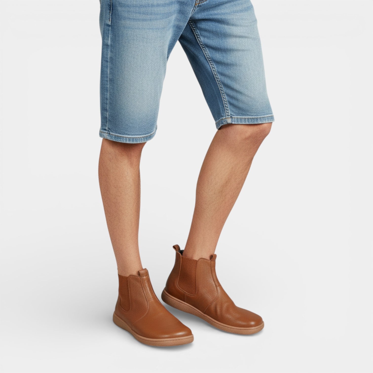Chelsea Boots Leather Slip-On Elastic Panel for Men