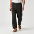 Pleated Front Straight Leg Trousers Elastic Waist for Men