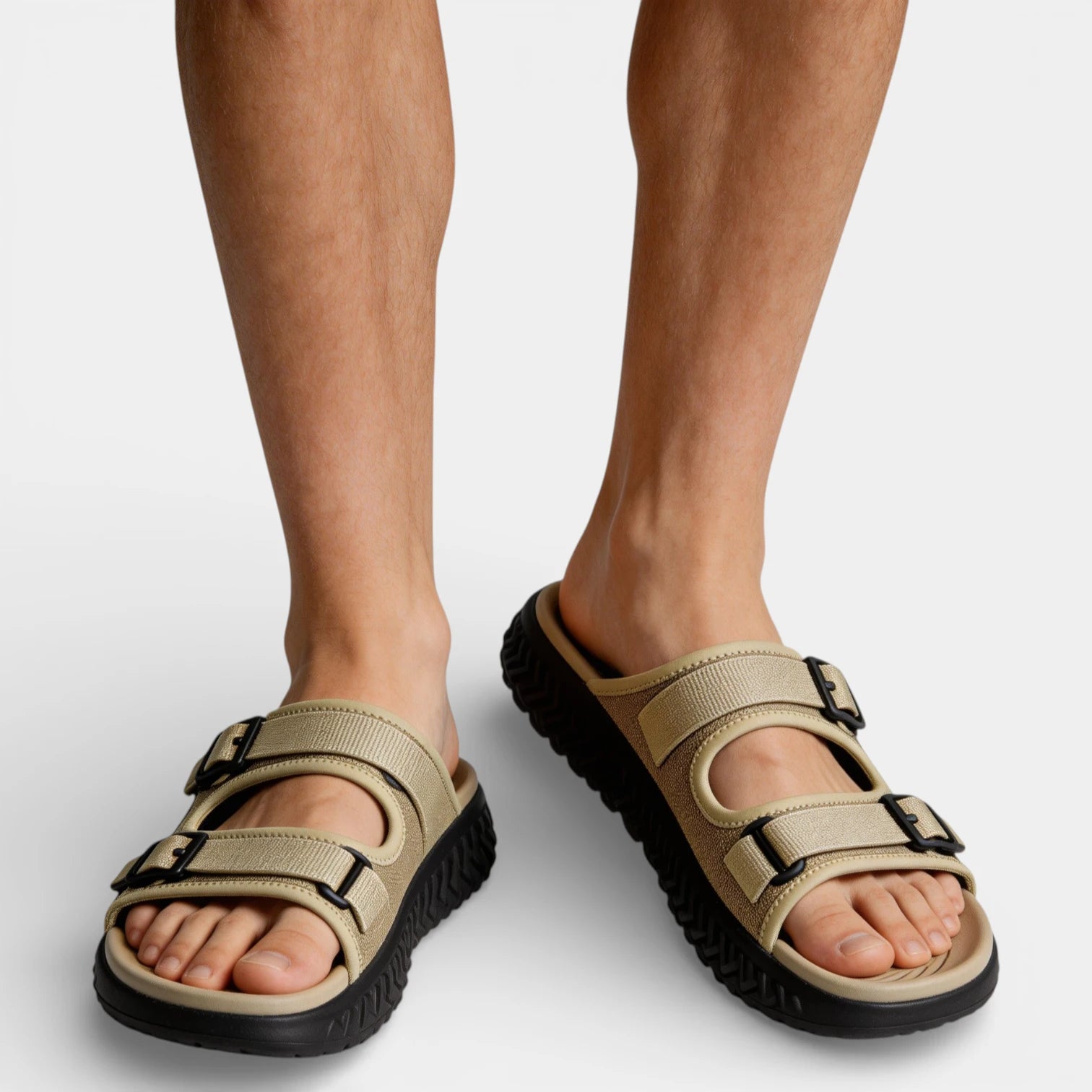 Sport Sandals Dual Buckle Adjustable Strap Open Toe for Men