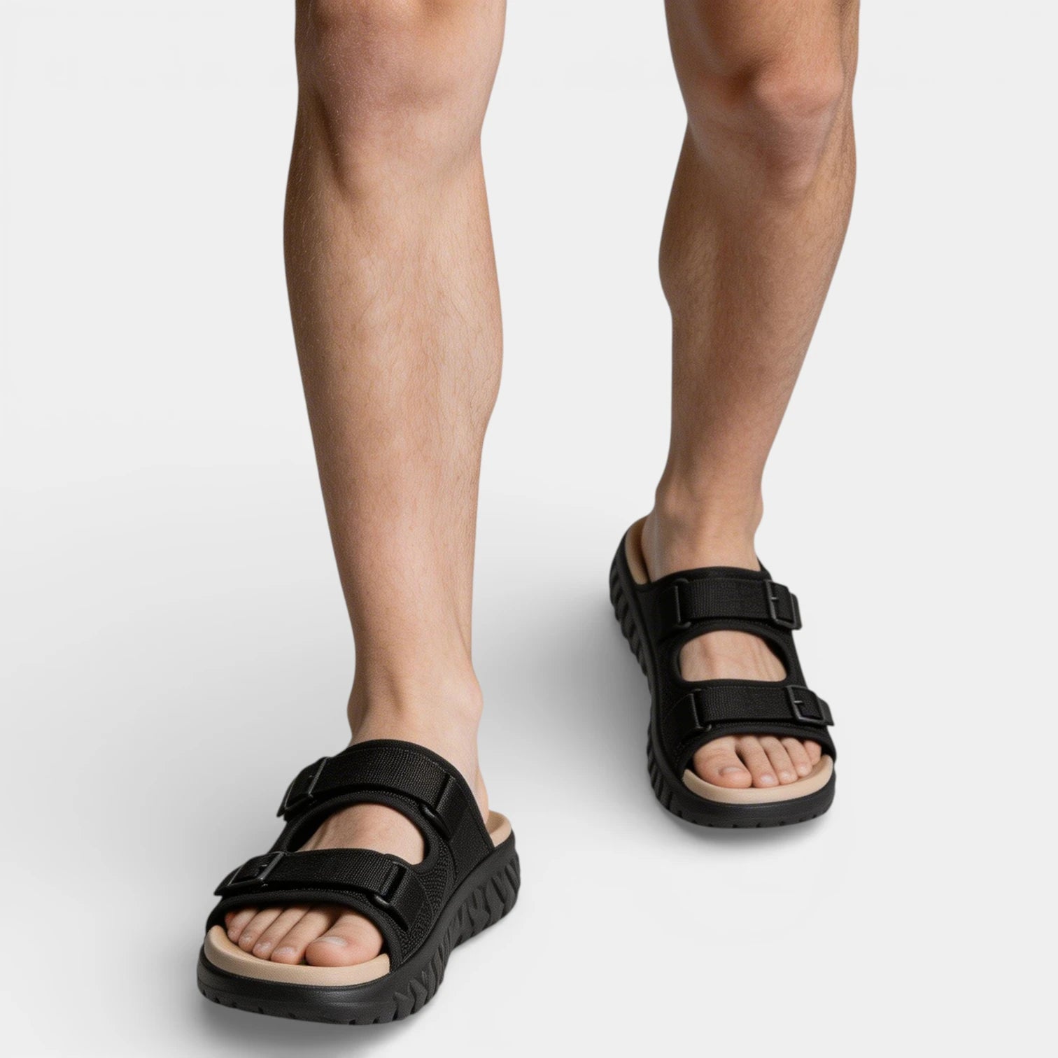 Sport Sandals Dual Buckle Adjustable Strap Open Toe for Men
