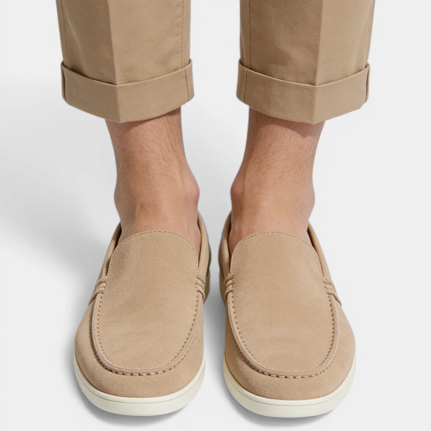 Suede Slip-On Moc Toe Loafers Laceless for Men