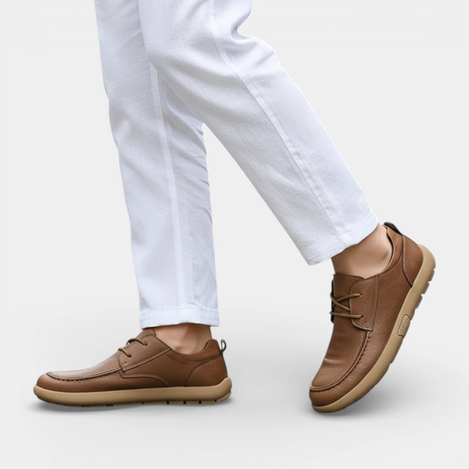 Moc Toe Lace-Up Casual Shoes Textured Grain for Men