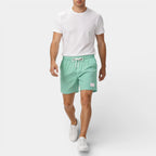Textured Swim Shorts Elastic Waist Drawstring for Men